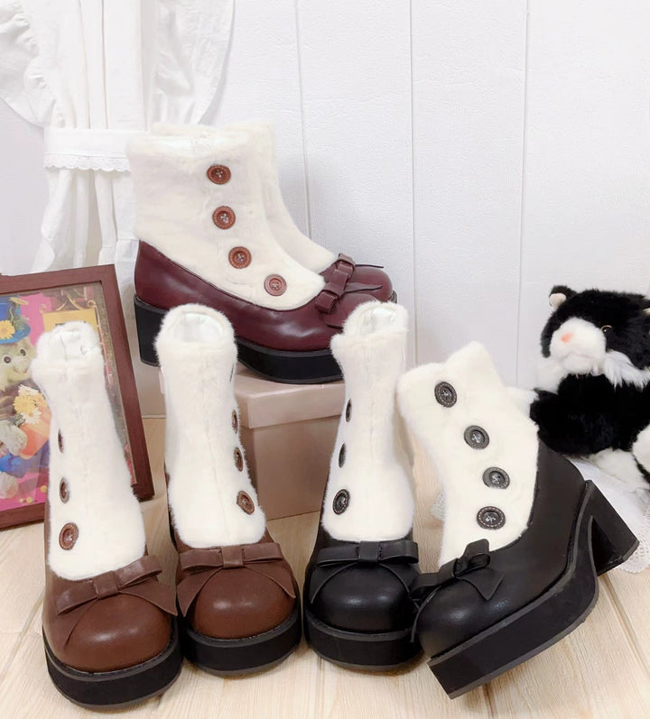 Lolita Boots Sock Mary Jane Shoes Low Heel Shoes Black Brown 32654:408098