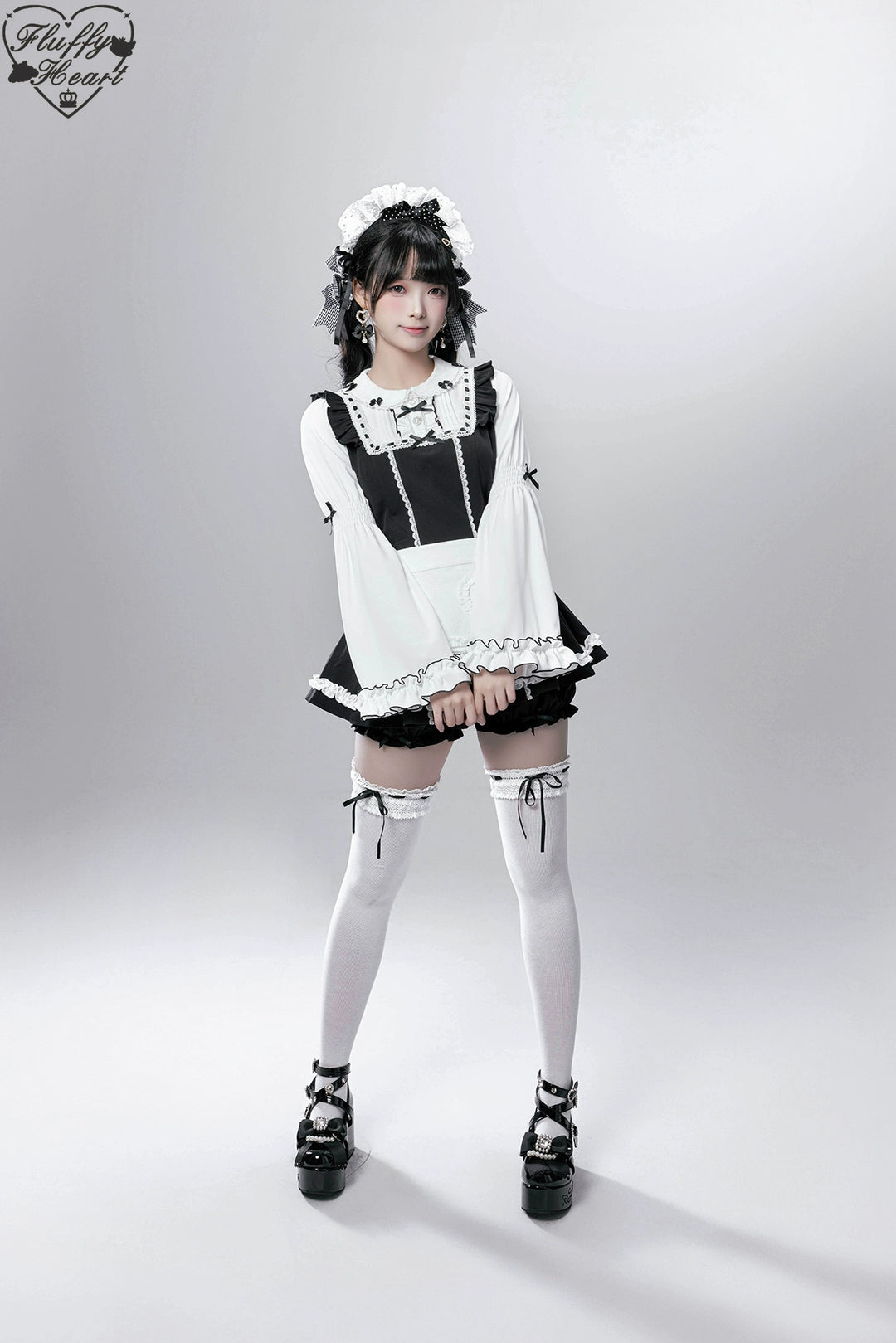 【Fluffy Heart】橱窗人偶日系女仆感可拆卸围裙萌系套装 现货 44119:796750