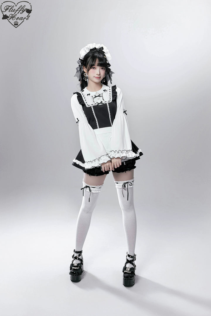 【Fluffy Heart】橱窗人偶日系女仆感可拆卸围裙萌系套装 现货 44119:796750