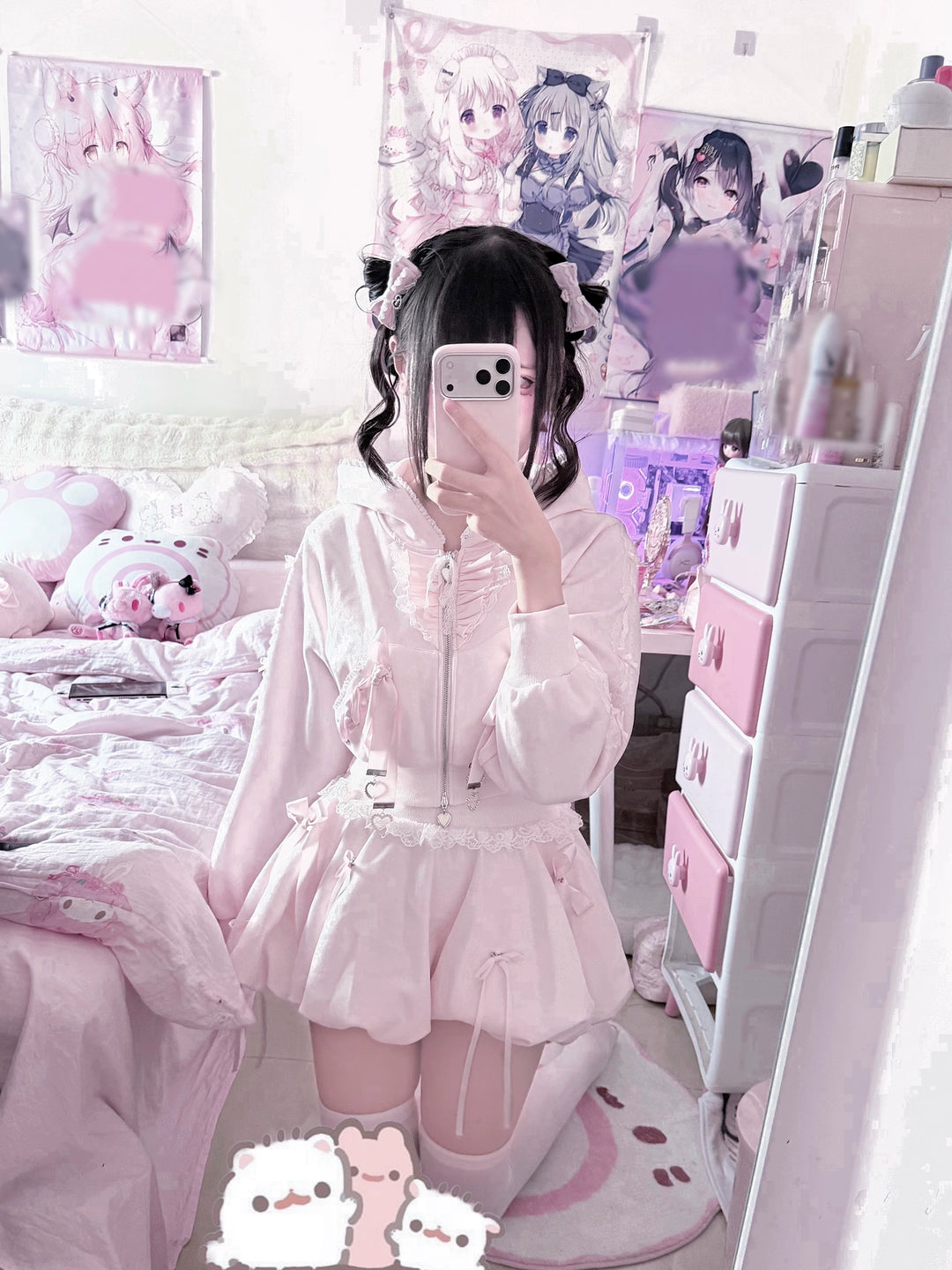 Pink Ryousangata Jacket & Skirt Set, Lace and Ribbon 46112:875223