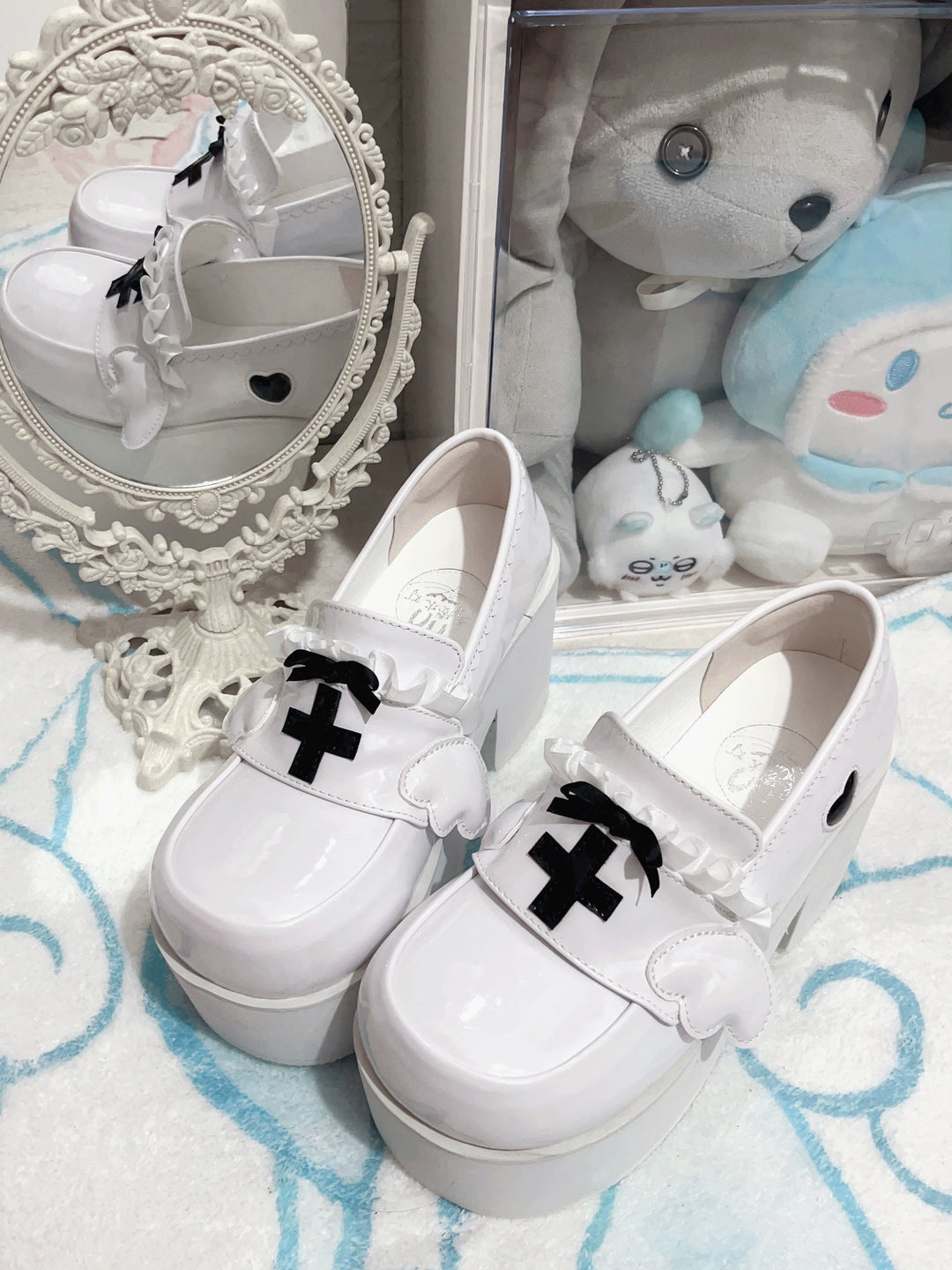 Tenshi Kaiwai Shoes High Heels Shoes Round Toe Platform Shoes 35442:512546