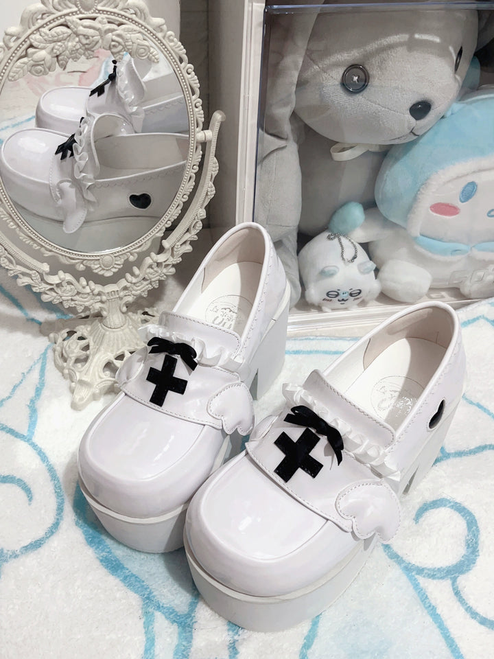 Tenshi Kaiwai Shoes High Heels Shoes Round Toe Platform Shoes 35442:512546