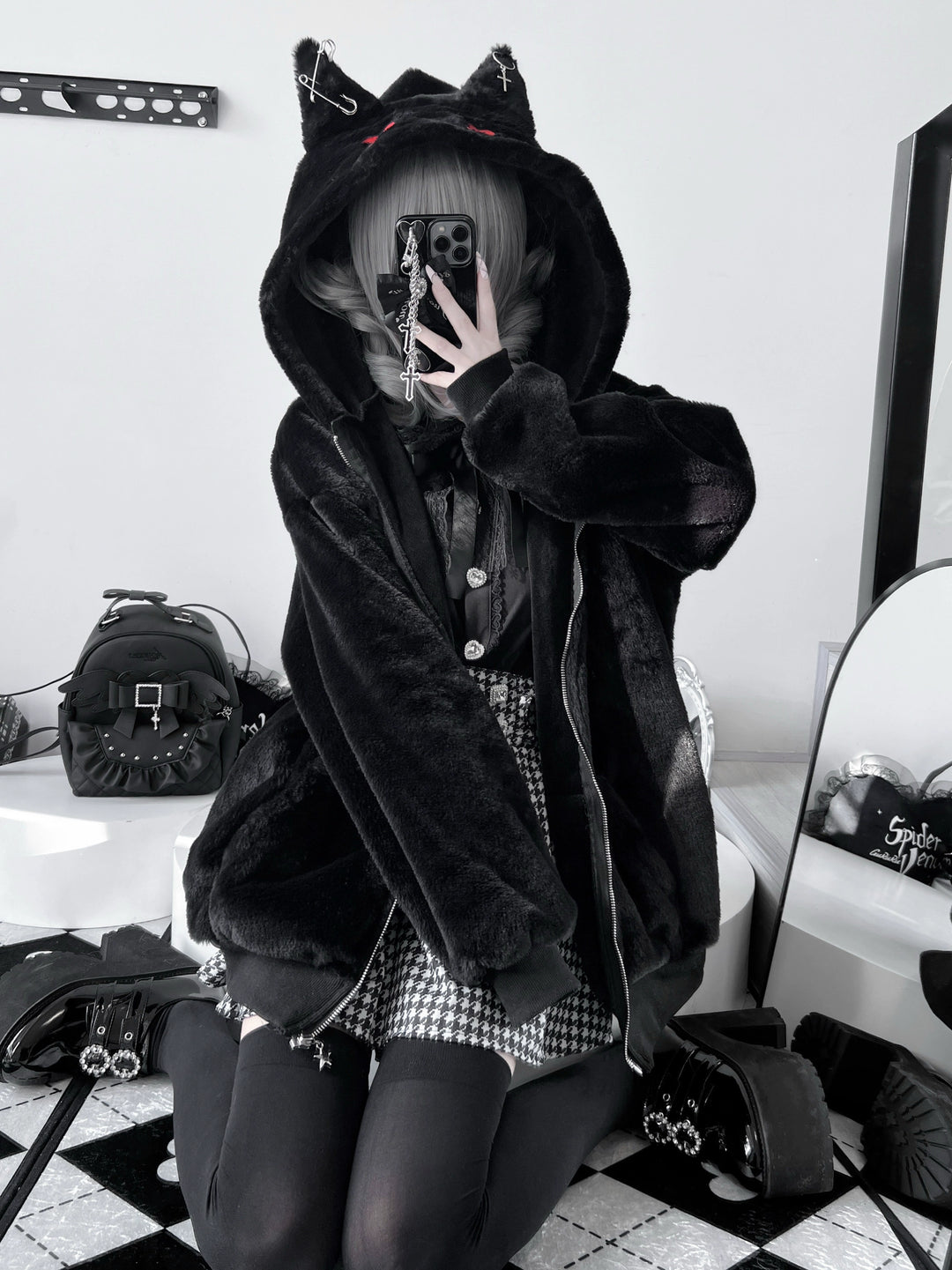 Subculture Winter Plush Coat, Cat Ear Hood 44193:801965