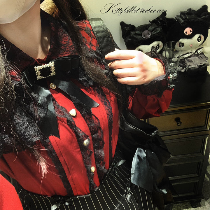 Lace Jirai Kei Blouse, Heart-Shaped Buttons 44757:823869