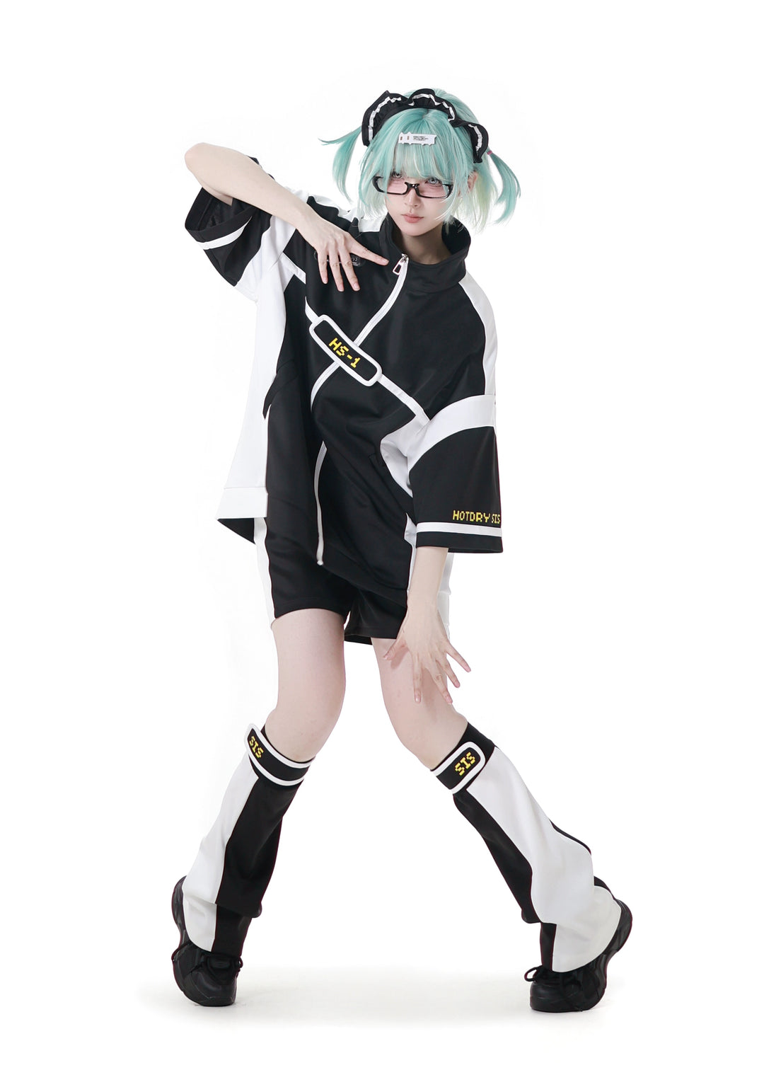 Black/Green Subcul Jirai Kei Sporty Jacket -Set or Singles 43057:764014