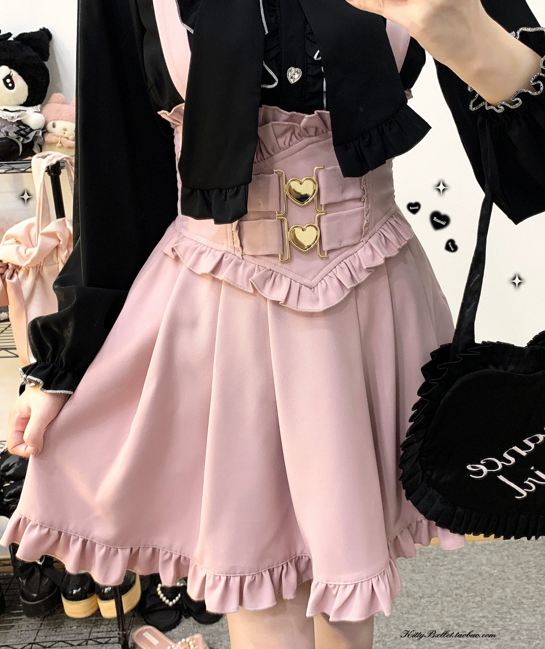 High Waist Jirai Kei Suspender Skirt 31858:397024
