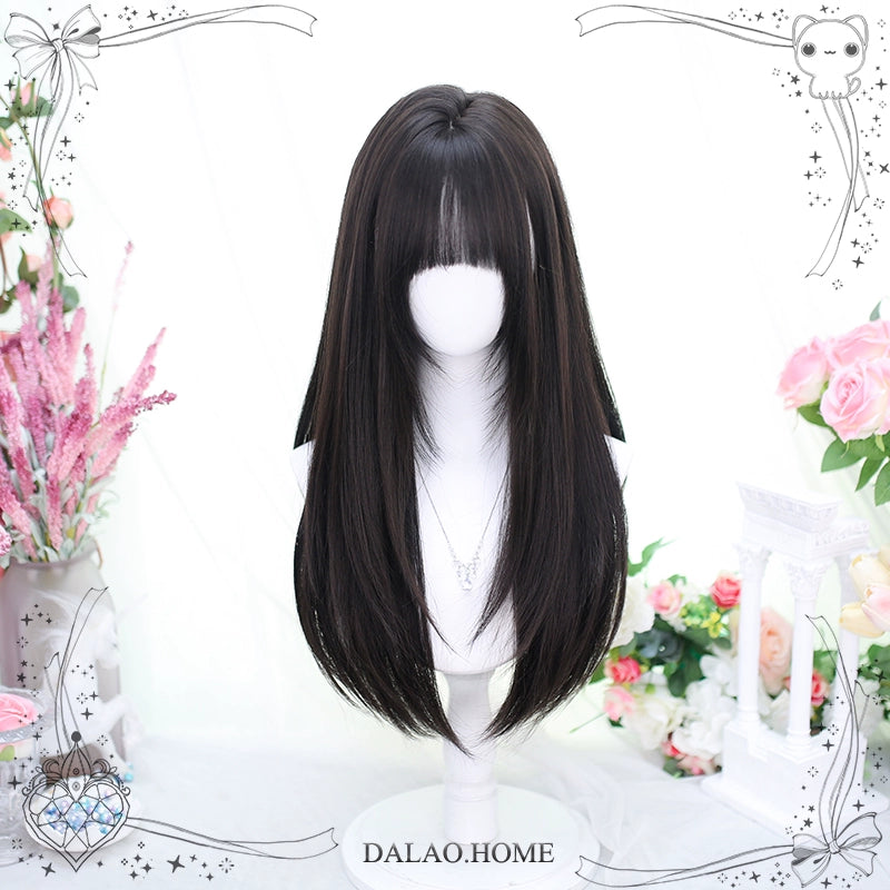 Lolita Wig Black Brown Wigs Medium Length Straight Wigs 35600:496372