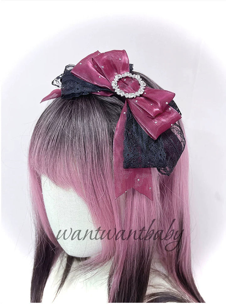 Jirai Kei Headwear, Rhinestone Bow Headband With Sparkle 43297:772905