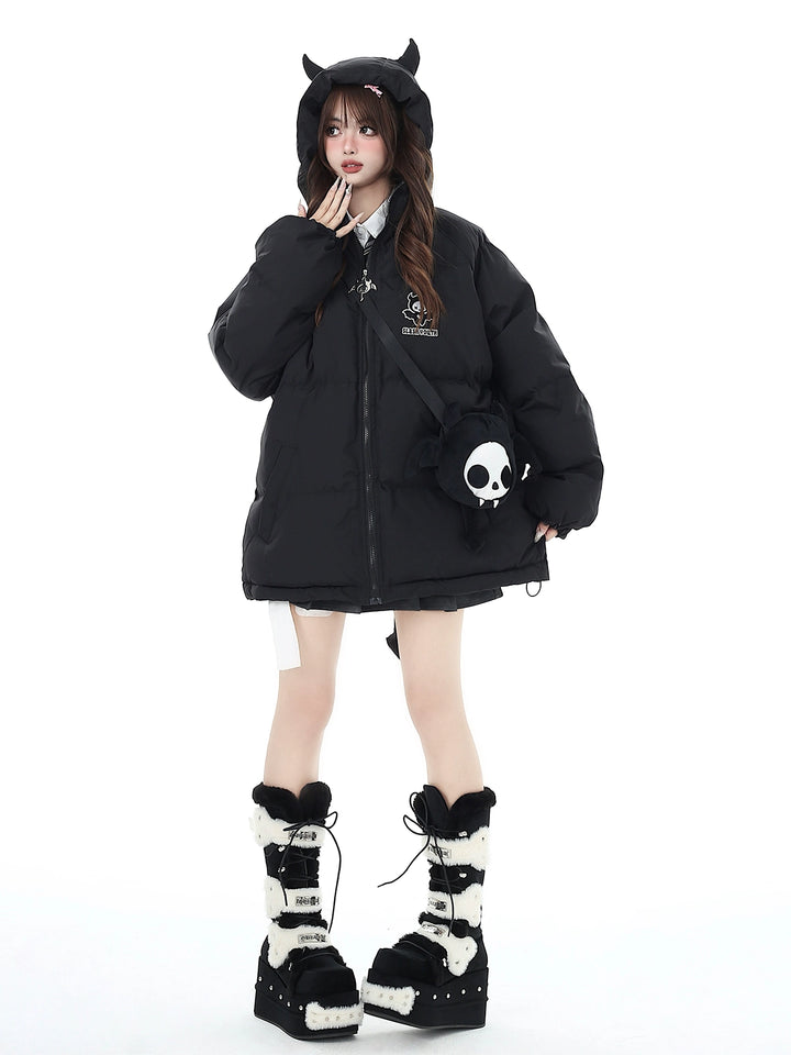 Plus Size Yami Kawaii Coat Winter Black Jacket Cotton Coat 39554:637060