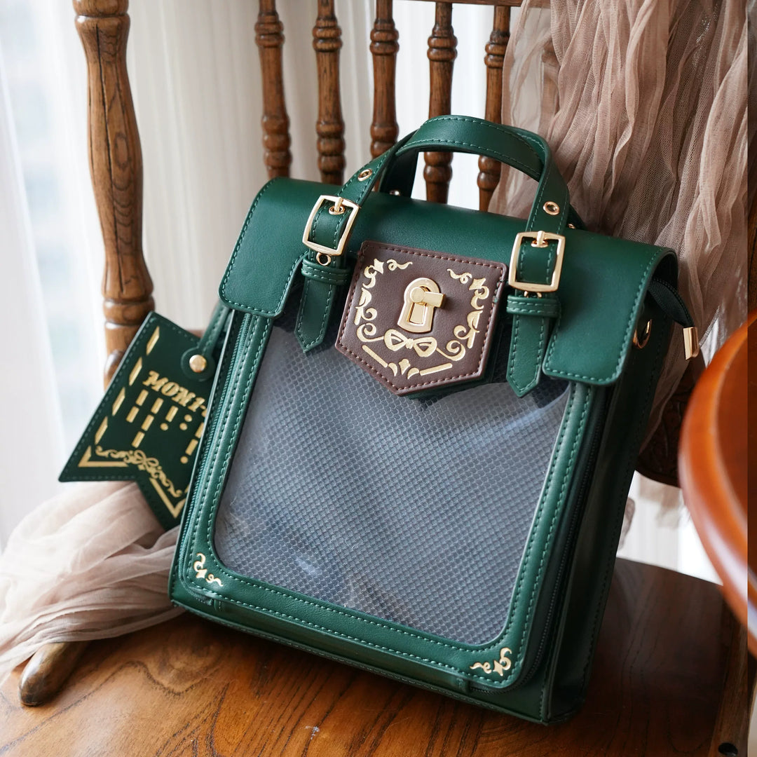 Vintage Embroidered Ita Bag, Clear Display Window (Green) 45415:846856
