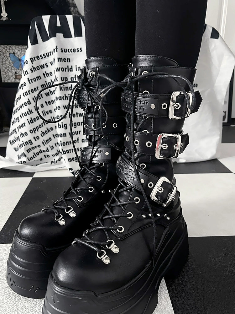 Sub-culture Mid-calf Length Boots, Platform Sole 44065:795638