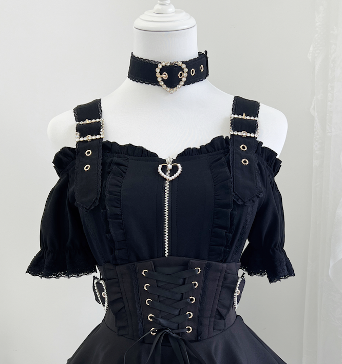 Jirai Kei Open Shoulder Shirt Outfit, Multiple Colors (2XL L M XL) 43500:778050