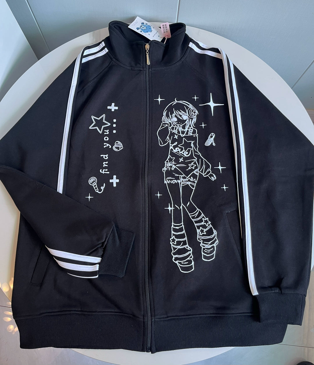 Yami Kawaii Jacket Black Coat Stand Collar Jacket 39138:613732