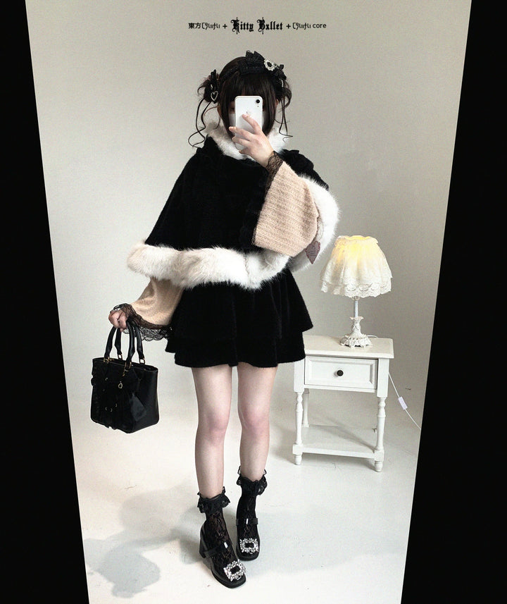 Cat-Ear Hooded Cape, Detachable Bows 44472:810556