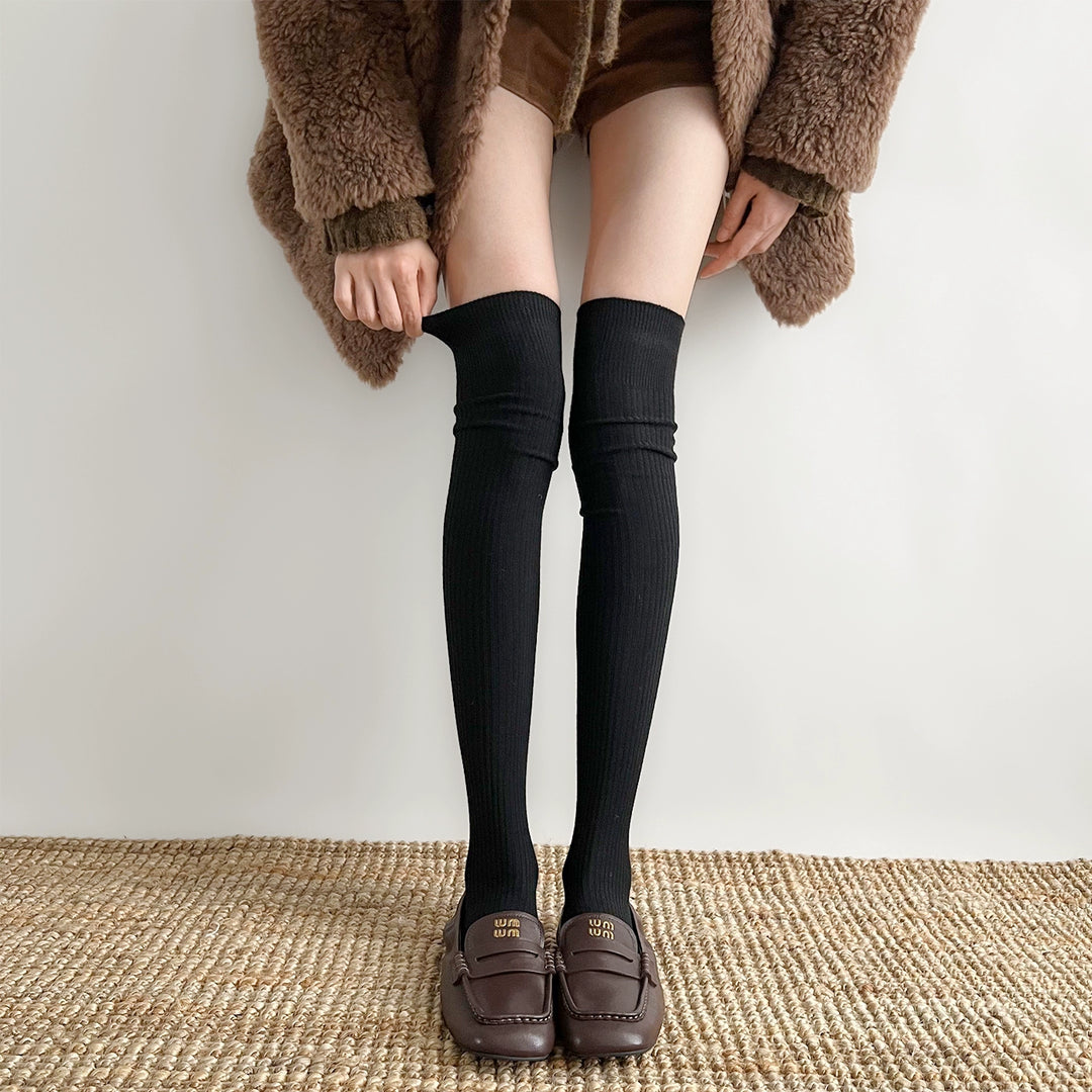 Japanese Style Solid Socks, Calf and Over-knee Styles 44076:795777