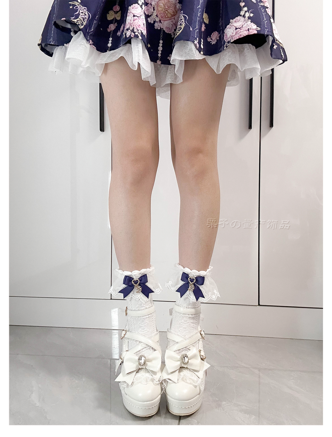 Cotton Ankle Length Lace Socks, Moon Pendant 44007:792535