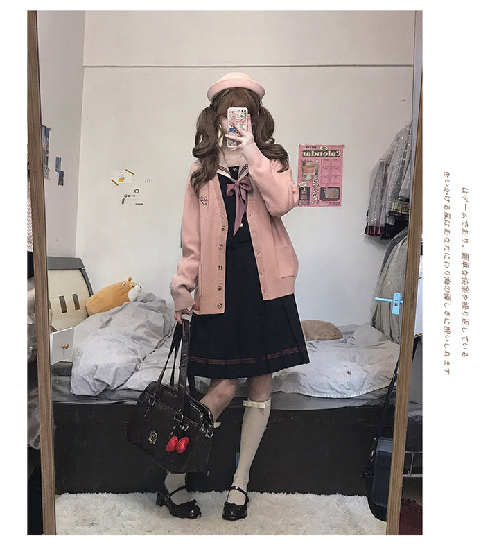 JK Uniform V-Neck Cardigan for Kansai-Collar Style Multicolor 42668:748668