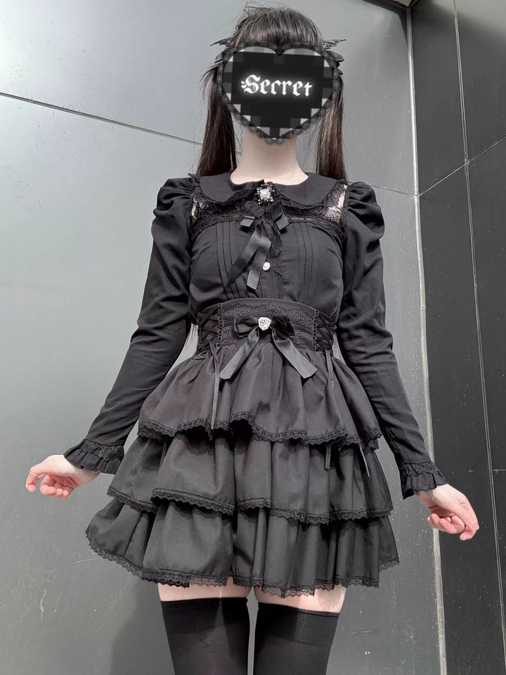 Jirai Kei Peter Pan Collar Blouse & Skirt Set 45007:834499
