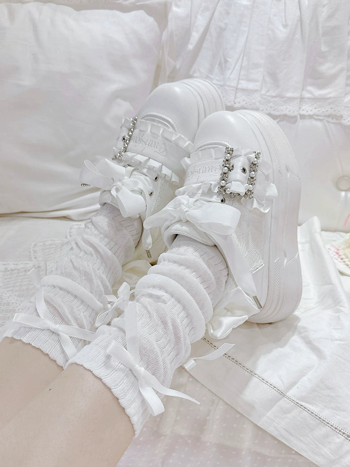 Ryousangata High Platform Shoes, Satin Bow 43688:783020