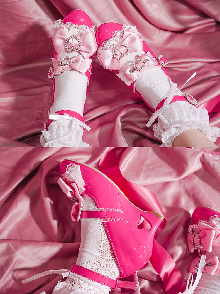 Princess Lolita Wedge Shoes with Open Heart Hollow Heel 42709:752866