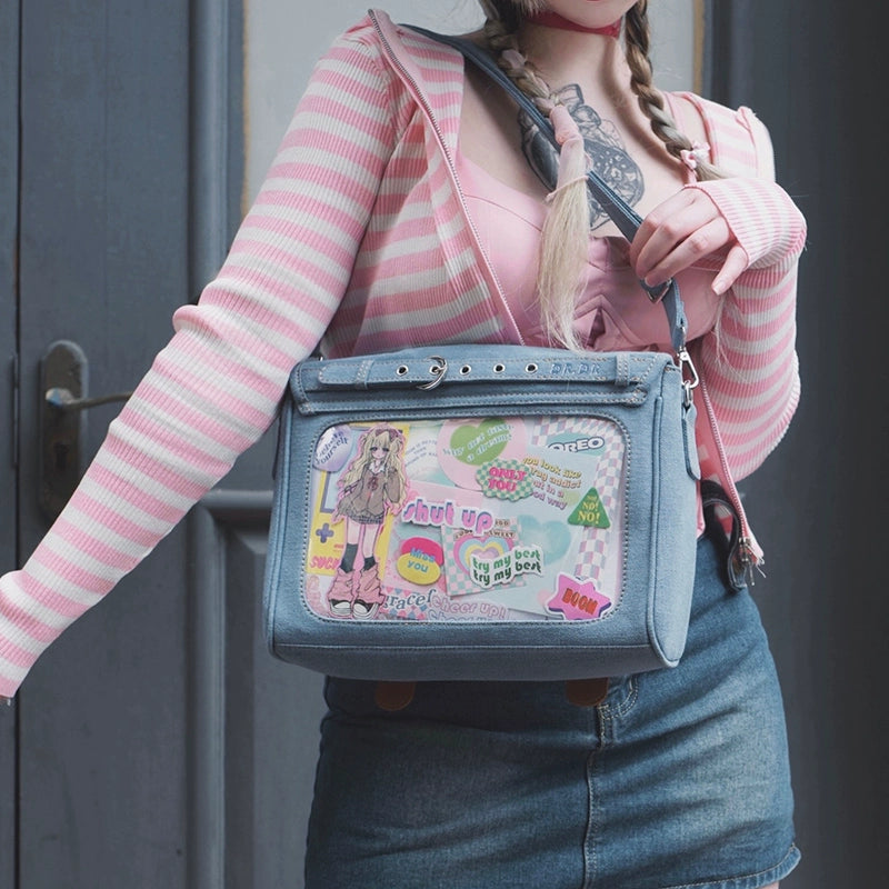Kawaii Ita Bag Denim Crossbody Bag Large Capacity Handbag 37050:551724