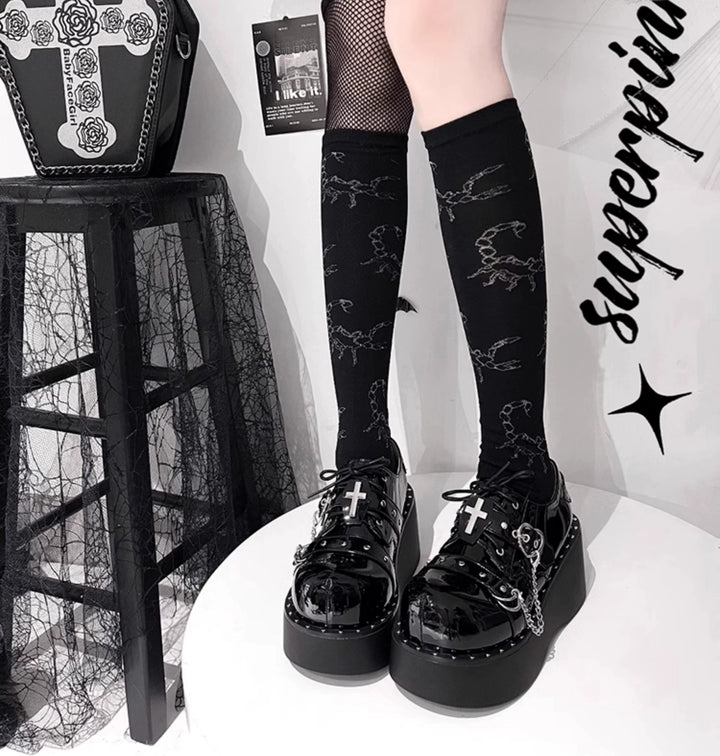 Punk Platform Shoes Round Toe Spice Girl Shoes Metal Crosses (34 35 36 37 38 39 40 41 42) 38050:596226