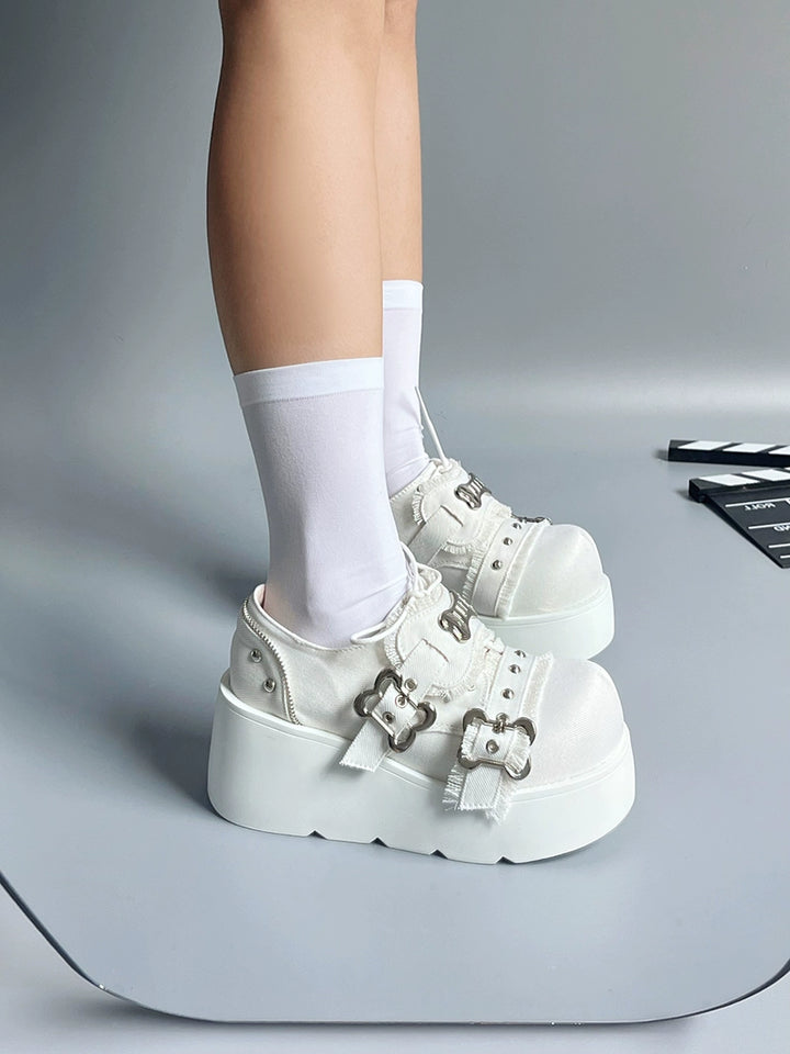 Y2K Punk Shoes Platform Shoes Slip-on Cowhide Shoes 29722:368450