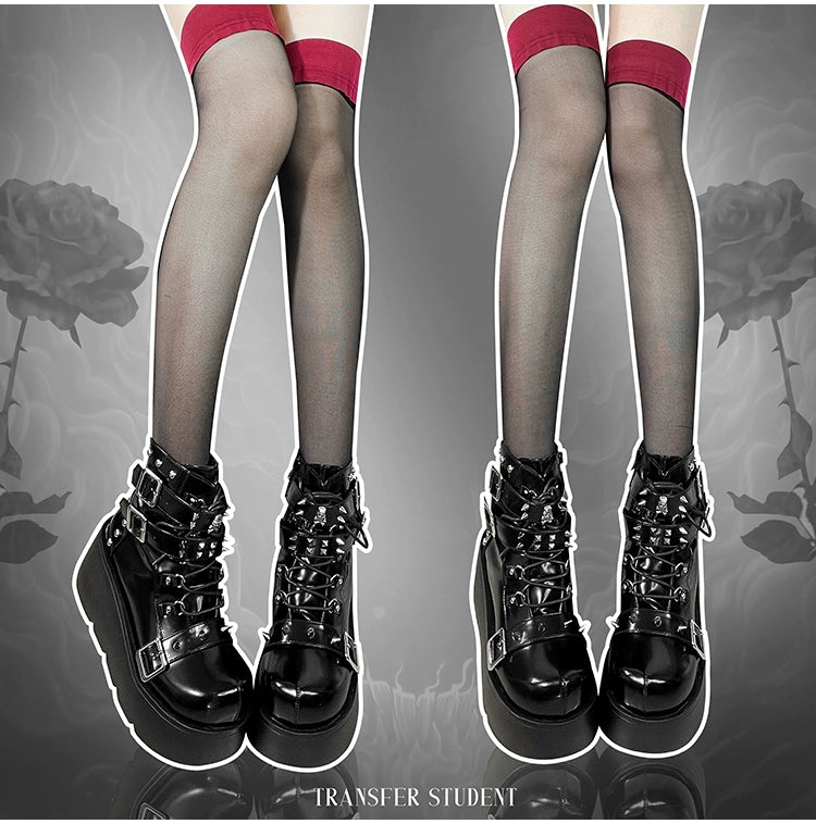 Punk Platform Shoes Gyaru Fashion Combat Boots 29704:368252