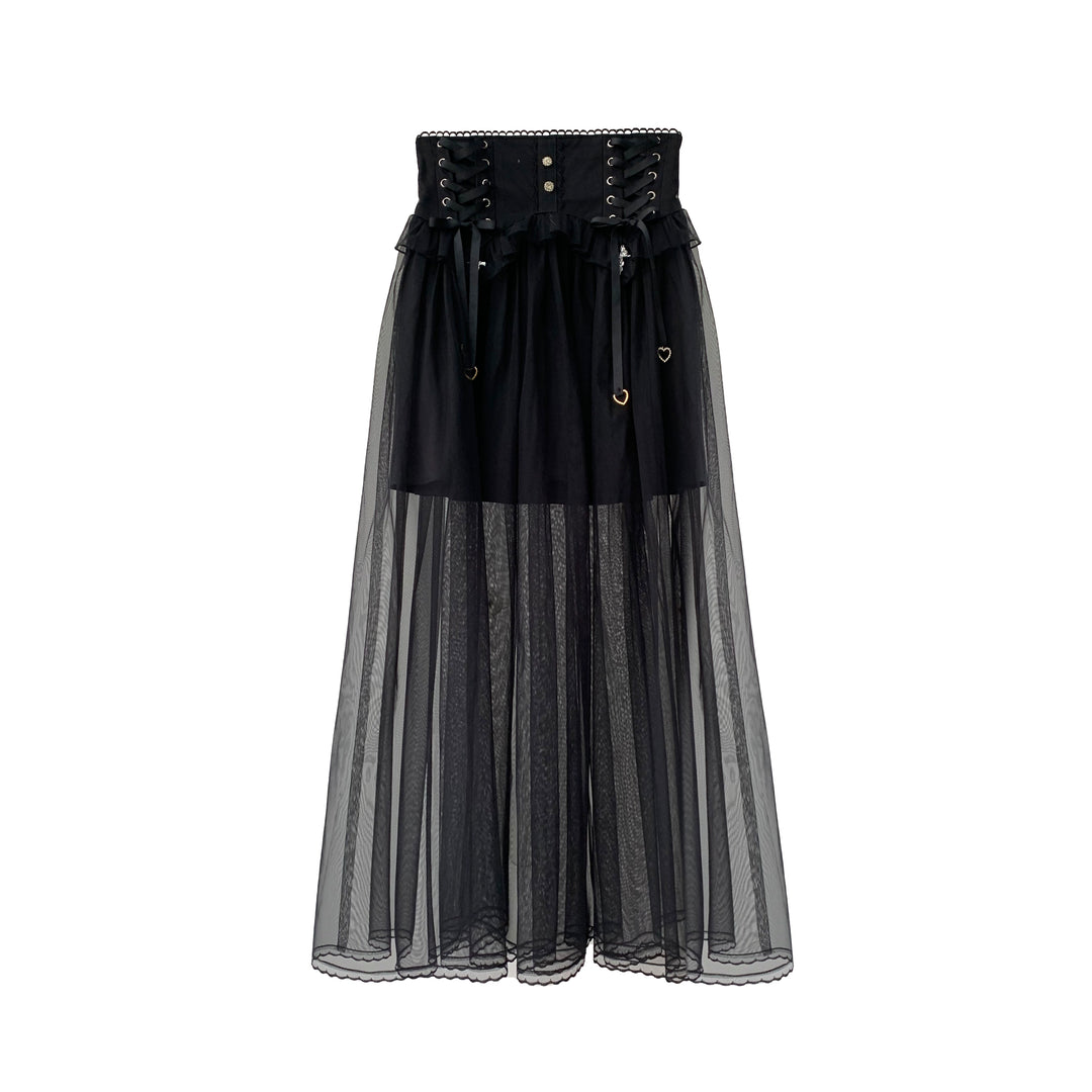 Jirai Kei Cape-Styled Blouse, High-Waist Skirt With Veil Overlay (L M S XL) 42919:775527