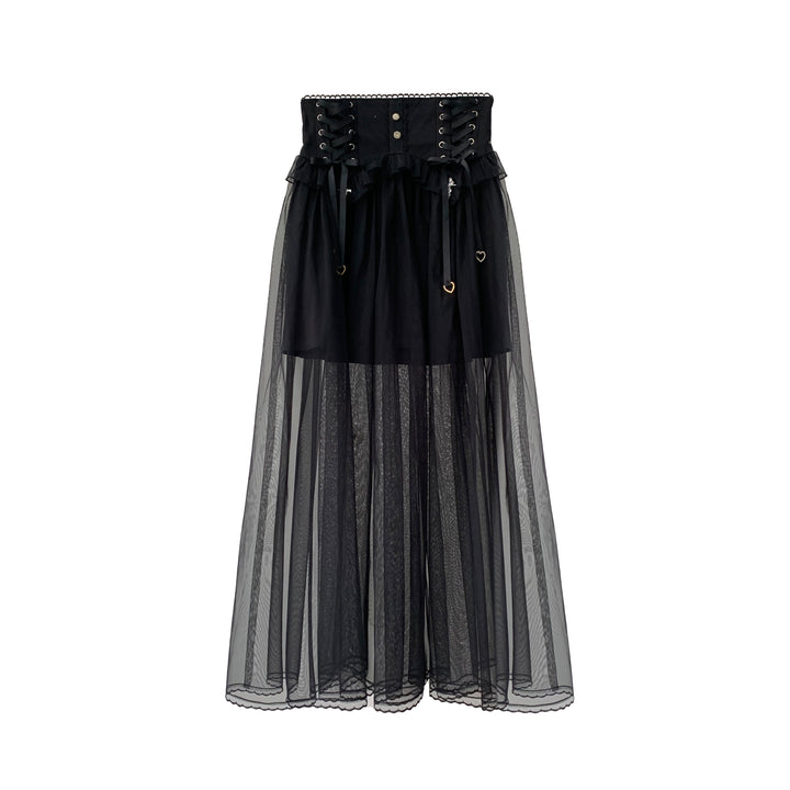 Jirai Kei Cape-Styled Blouse, High-Waist Skirt With Veil Overlay (L M S XL) 42919:775527