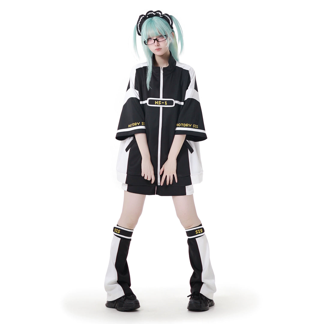 Black/Green Subcul Jirai Kei Sporty Jacket -Set or Singles (L M XL) 43057:764177
