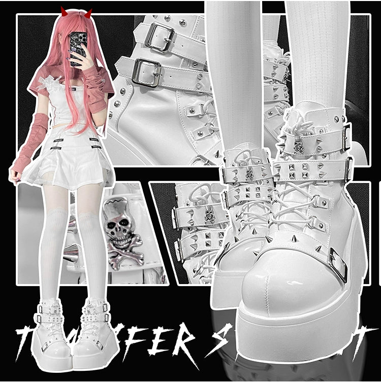 Punk Platform Shoes Gyaru Fashion Combat Boots 29704:368184