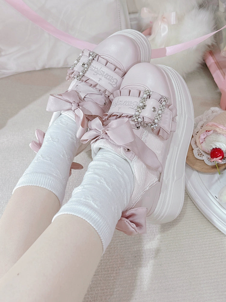 Ryousangata High Platform Shoes, Satin Bow 43688:783034