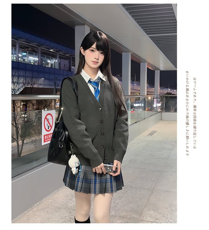 JK Uniform V-Neck Cardigan for Kansai-Collar Style Multicolor 42668:748749