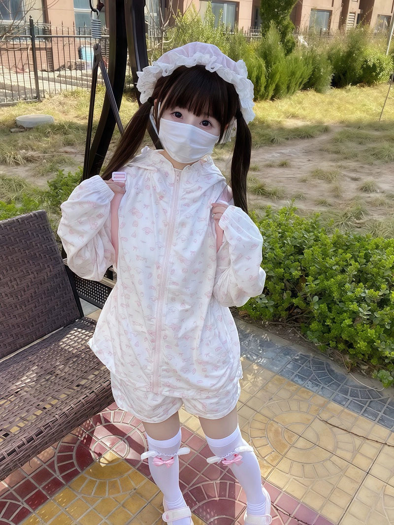 Kawaii Hooded Sunscreen Jacket with Cat Ears & Animal Prints 42905:759084