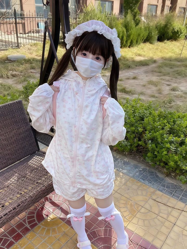 Kawaii Hooded Sunscreen Jacket with Cat Ears & Animal Prints 42905:759084