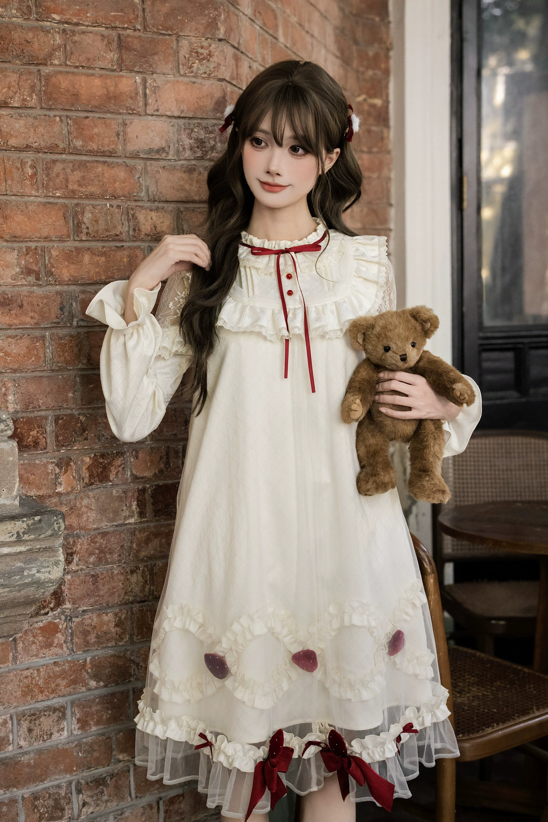 A-Line Daily Lolita OP Dress, Strawberry Accents 44324:805677