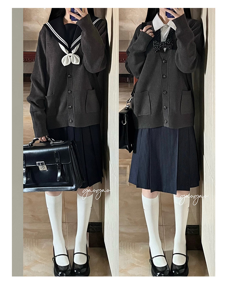JK Uniform V-Neck Cardigan for Kansai-Collar Style Multicolor 42668:748707