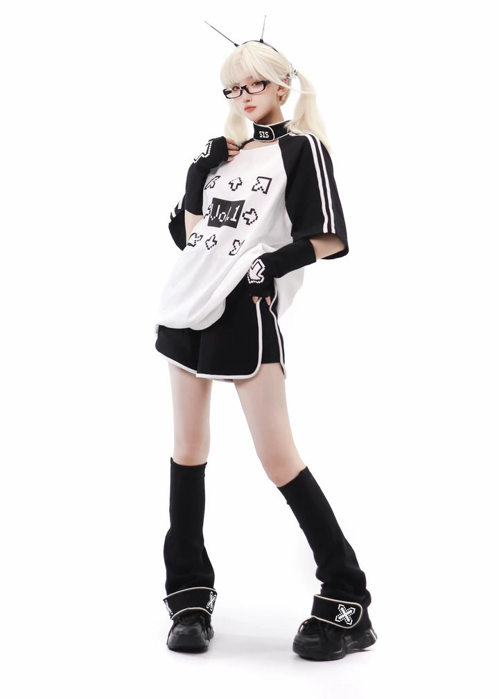 Tech Printed Tenshi Kaiwai T-Shirt & Shorts With Side Pocket 22478:530788