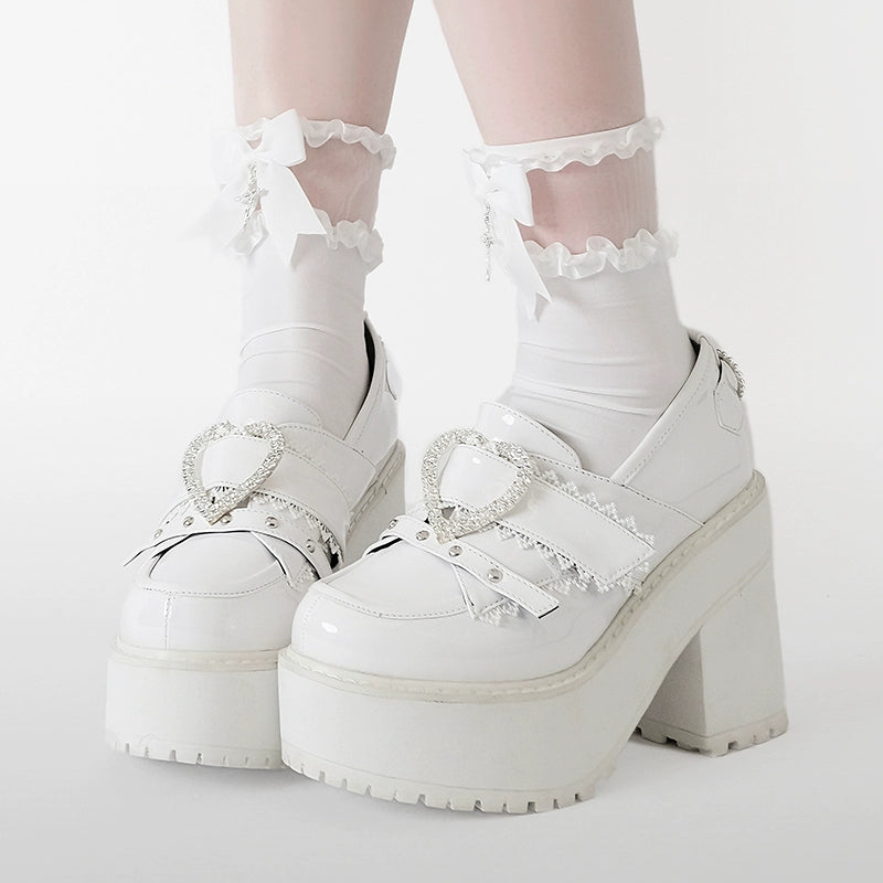 Jirai Kei Platform Shoes Ryousangata High Heels Loafer Shoes 40098:655896