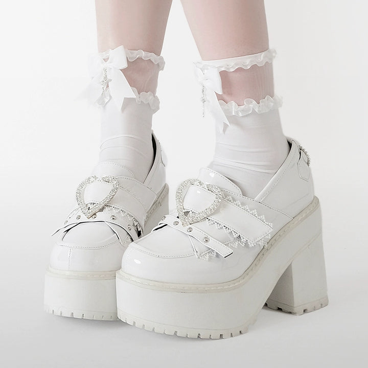 Jirai Kei Platform Shoes Ryousangata High Heels Loafer Shoes 40098:655896