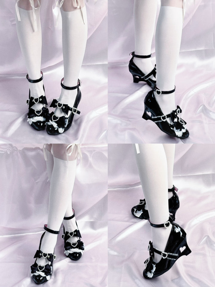 Princess Lolita Wedge Shoes with Open Heart Hollow Heel 42709:752868