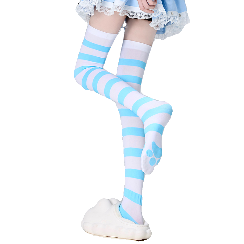 Tenshi Kaiwai Thigh-high Socks Velvet Striped Women Socks 35352:489518