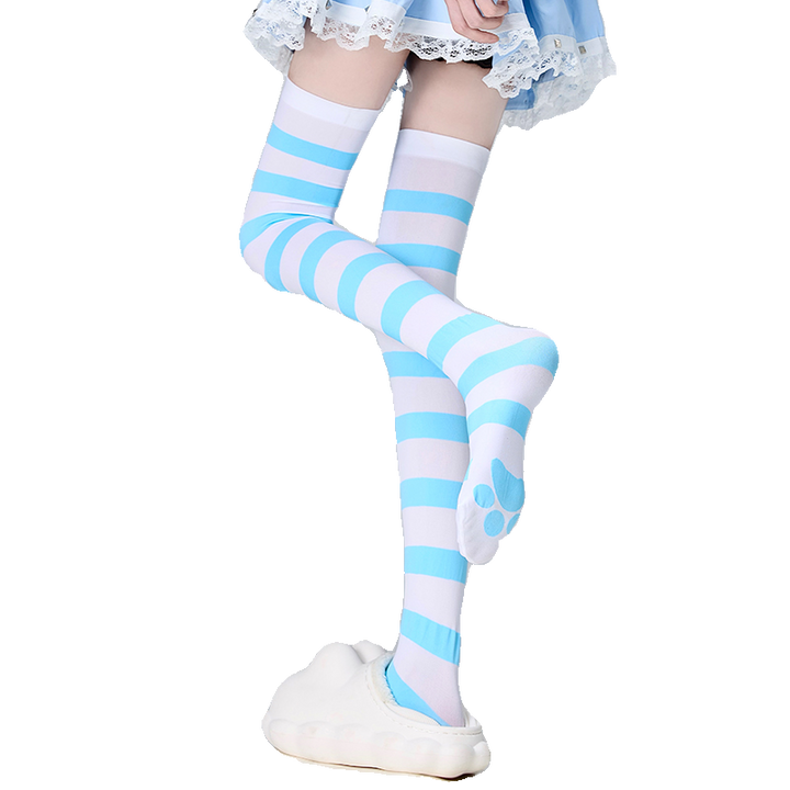 Tenshi Kaiwai Thigh-high Socks Velvet Striped Women Socks 35352:489518
