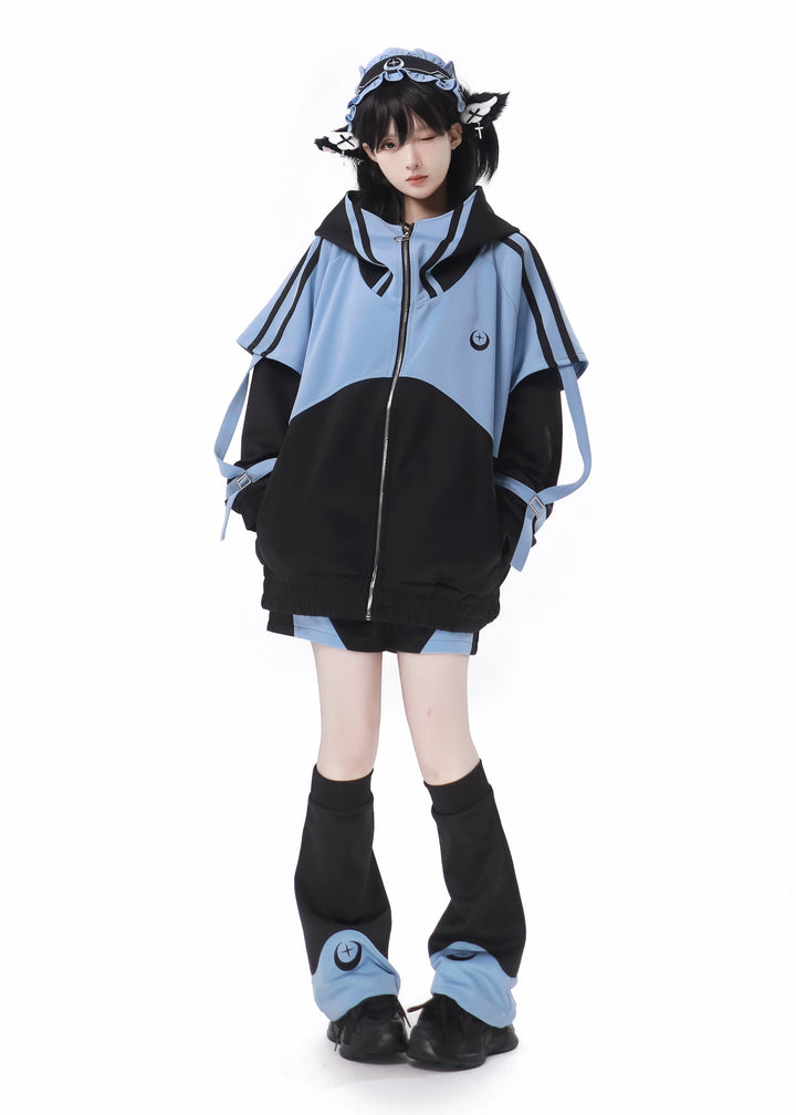 Subcul Jirai Kei Outfit Set With Moon & Star Print 34496:465552