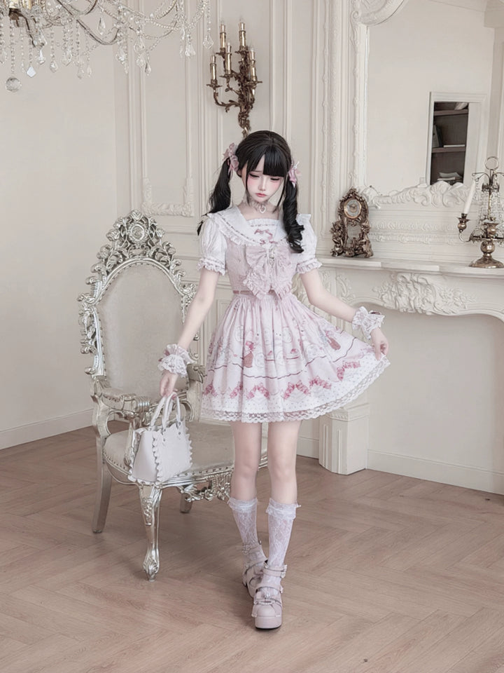 Ryousangata Dress Set, Bunny and Strawberry Dessert Prints (L M S) 44783:836138