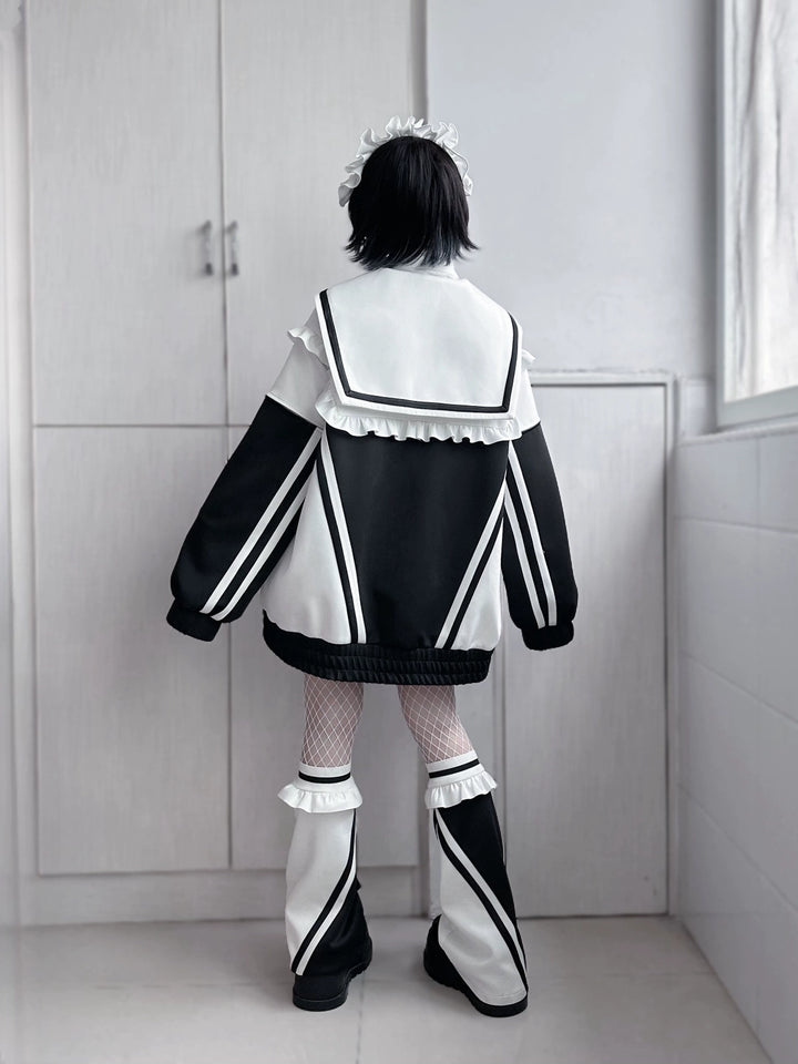 Tenshi Kaiwai Set Sailor Collar Jacket With Ruffle And Heart Buckle 34896:481076