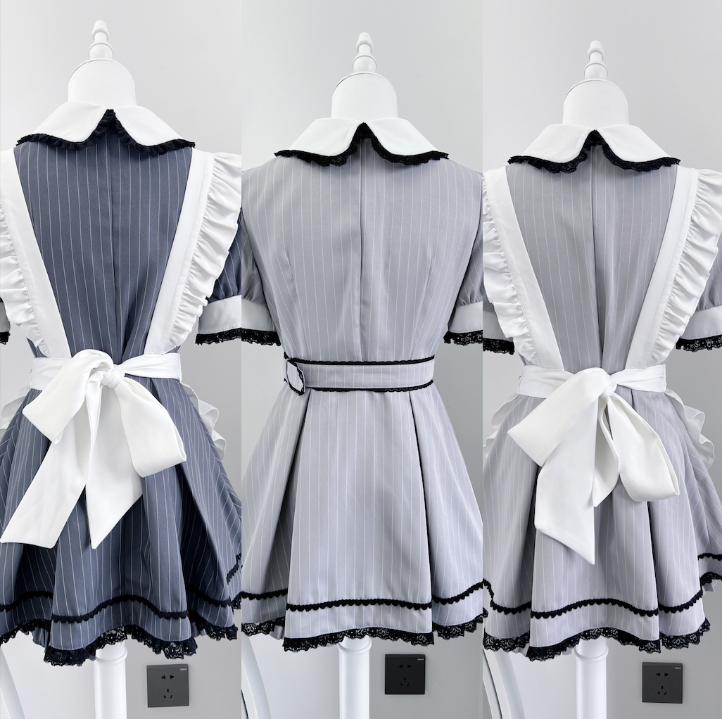 Maid Style Jirai Kei Dress Set, Pocketed Shorts + Apron 43439:778395
