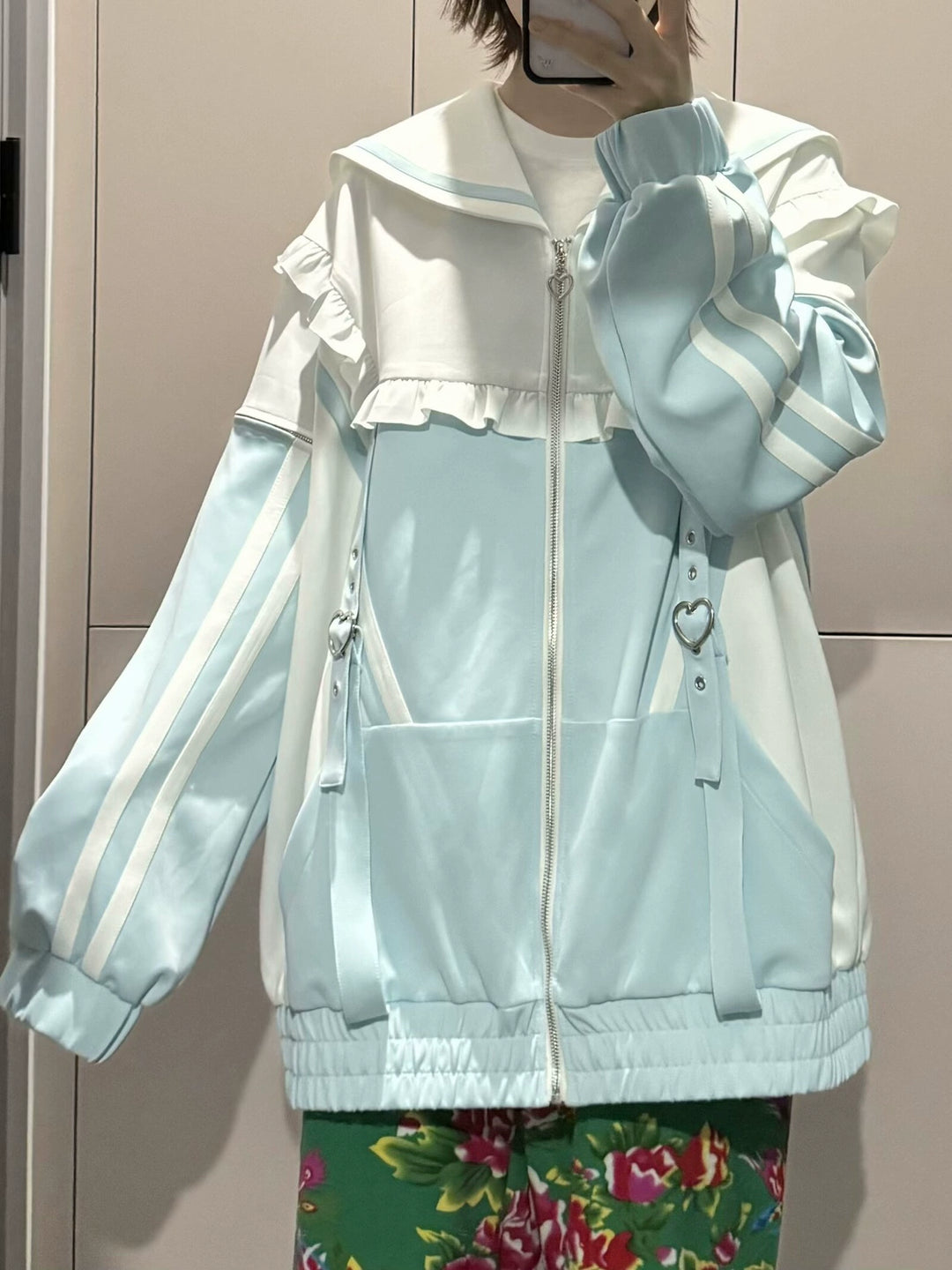 Tenshi Kaiwai Set Sailor Collar Jacket With Ruffle And Heart Buckle 34896:481092