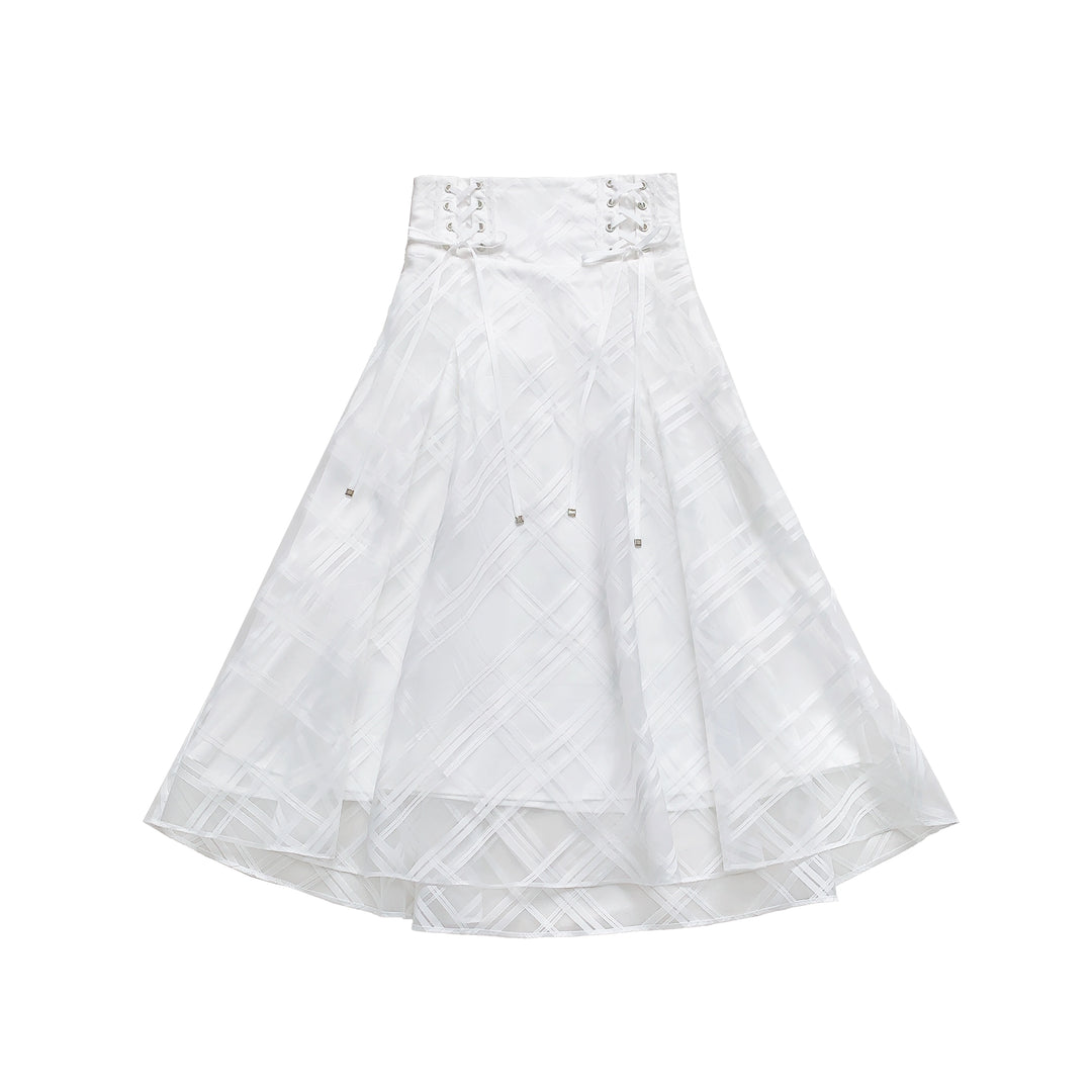 White Long Ryousangata Skirt With Elegant Cape-Design Shirt (L M S XL) 43110:766055
